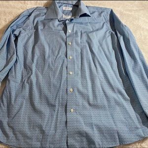 Eton Slim Fit Floral print green blue long sleeve shirt size 46 European